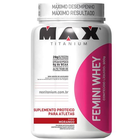 Femini Whey (600g) Max Titanium Menor preço em Femini Whey (600g) Max Titanium