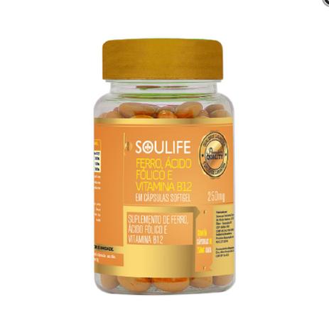 Ferro, Ácido Fólico e Vitamina B12 250mg - 120 Cáps - Soulife Menor preço em Ferro, Ácido Fólico e Vitamina B12 250mg - 120 Cáps - Soulife
