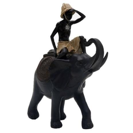 Figura decorativa de resina - elefante com africano - Btc decor Menor preço em Figura decorativa de resina - elefante com africano - Btc decor