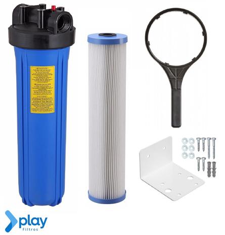Filtro Big Blue 20 c/ refil Lavável Alta Vazão Ponto Entrada - BBI Menor preço em Filtro Big Blue 20 c/ refil Lavável Alta Vazão Ponto Entrada - BBI