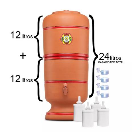 Menor preço em Filtro De Barro São Pedro 12 Litros com 4 Boias e 4 Velas Tripla Ação - Cerâmica Centerart
