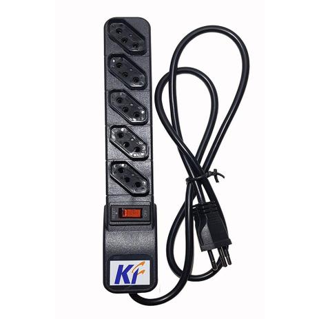 Filtro De Linha Regua Eletrica Extensão com 5 Tomadas Preto Marca KF Menor preço em Filtro De Linha Regua Eletrica Extensão com 5 Tomadas Preto Marca KF