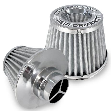 Filtro Esportivo Cônico Alumínio com Tecido Branco Lavável 62/70mm Turbo/Carburado/Injeção Eletrônica Duplo Fluxo Race Chrome Menor preço em Filtro Esportivo Cônico Alumínio com Tecido Branco Lavável 62/70mm Turbo/Carburado/Injeção Eletrônica Duplo Fluxo Race Chrome
