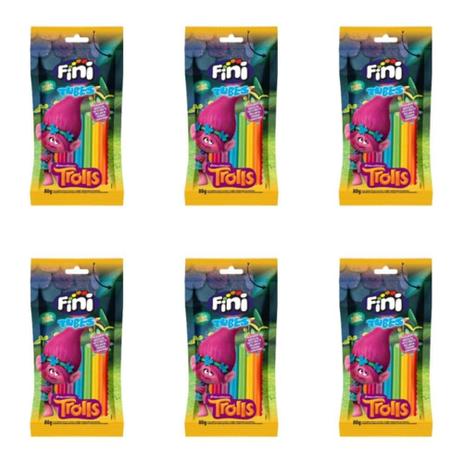 Fini Tubes Trolls Balas De Gelatina 12x80g (Kit C/06) Menor preço em Fini Tubes Trolls Balas De Gelatina 12x80g (Kit C/06)