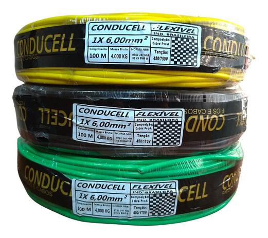Fio Cabo Elétrico Flexível 6,0mm Rolo Com 100 Mts - Conducell Menor preço em Fio Cabo Elétrico Flexível 6,0mm Rolo Com 100 Mts - Conducell