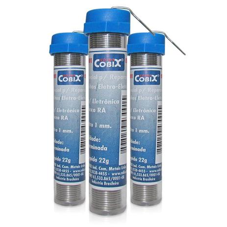 Fio de Solda Estanho Cobix Tubinho 1mm 22 Gramas Unidade - Solda Cobix Menor preço em Fio de Solda Estanho Cobix Tubinho 1mm 22 Gramas Unidade - Solda Cobix