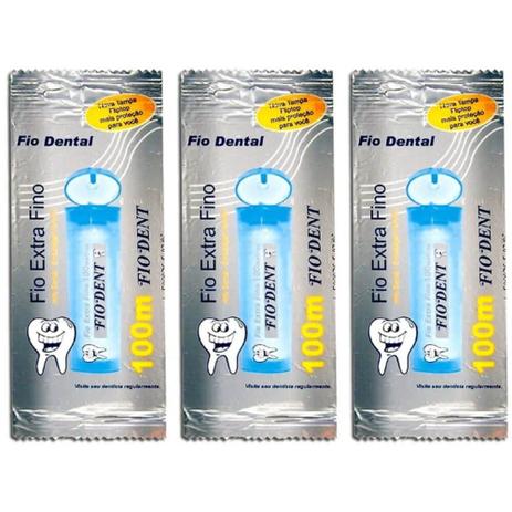 Fiodent Fio Dental Pentagonal Extra Fino 100m (Kit C/03) Menor preço em Fiodent Fio Dental Pentagonal Extra Fino 100m (Kit C/03)