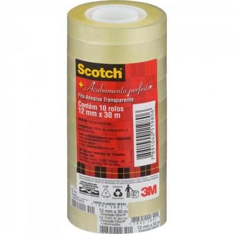 Fita Adesiva 12MM X 30M SCOTCH Transparente 3M Menor preço em Fita Adesiva 12MM X 30M SCOTCH Transparente 3M
