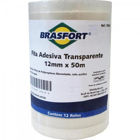 Fita Adesiva 12mm X 50m Transparente BRASFORT Menor preço em Fita Adesiva 12mm X 50m Transparente BRASFORT