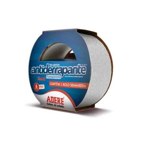 Fita Adesiva Antiderrapante Transparente 50mm com 5 Metros - Adere Menor preço em Fita Adesiva Antiderrapante Transparente 50mm com 5 Metros - Adere