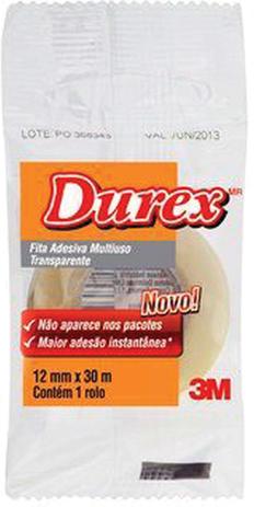 Fita Adesiva Durex Transparente 12MMX30M. 3M Menor preço em Fita Adesiva Durex Transparente 12MMX30M. 3M