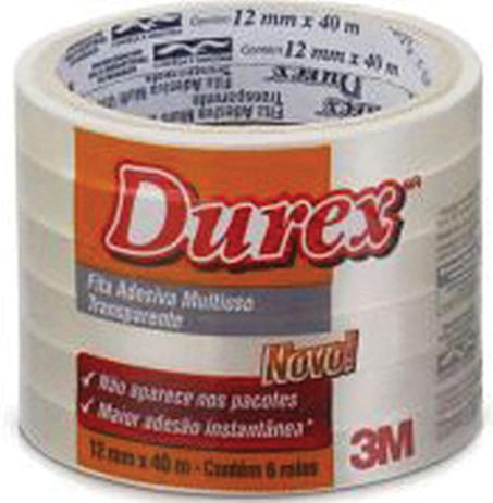 Fita Adesiva Durex Transparente 12MMX40M. 3M Menor preço em Fita Adesiva Durex Transparente 12MMX40M. 3M