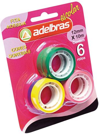 Fita Adesiva Polisil 12MMX10M Cores SORT. Adelbras Menor preço em Fita Adesiva Polisil 12MMX10M Cores SORT. Adelbras