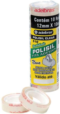 Fita Adesiva Polisil 12MMX10M.TRANSPARENTE Adelbras Menor preço em Fita Adesiva Polisil 12MMX10M.TRANSPARENTE Adelbras