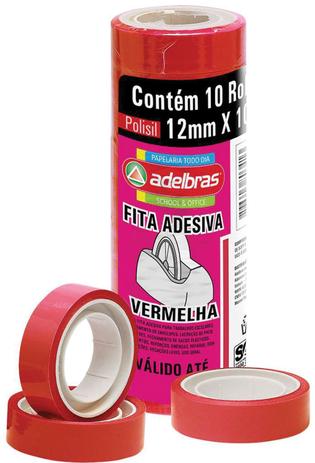 Fita Adesiva Polisil 12MMX10M.VERMELHO Adelbras Menor preço em Fita Adesiva Polisil 12MMX10M.VERMELHO Adelbras