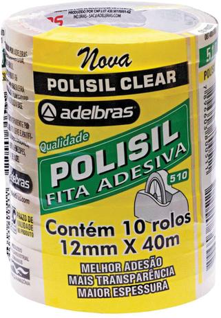 Fita Adesiva Polisil 12MMX40M.TRANSP.GR. Adelbras Menor preço em Fita Adesiva Polisil 12MMX40M.TRANSP.GR. Adelbras