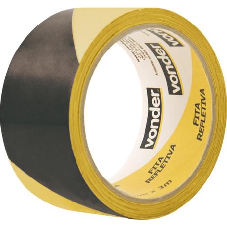 Fita adesiva refletiva 50 mm x 3 m amarela e preta - Vonder Menor preço em Fita adesiva refletiva 50 mm x 3 m amarela e preta - Vonder