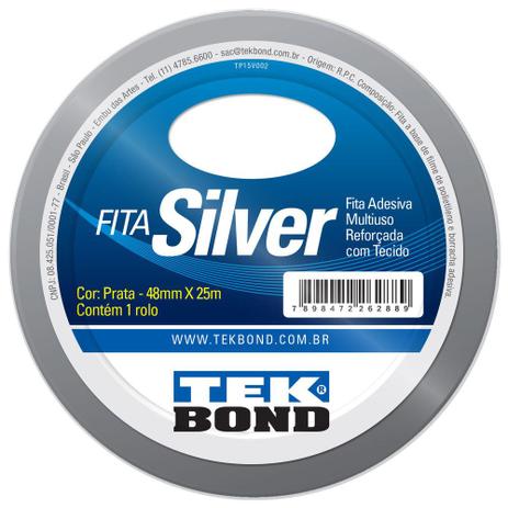 Fita adesiva reforçada 48 mm X 25 m prata - SILVER - Tekbond Menor preço em Fita adesiva reforçada 48 mm X 25 m prata - SILVER - Tekbond