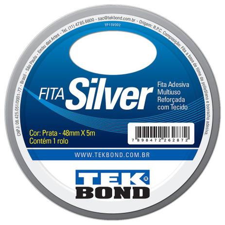 Fita adesiva reforçada 48 mm X 5 m prata - SILVER - Tekbond Menor preço em Fita adesiva reforçada 48 mm X 5 m prata - SILVER - Tekbond