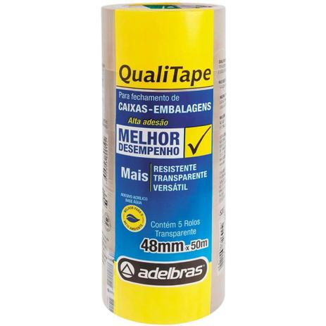 Menor preço em Fita Adesiva Transparente QualiTape 48mmx50m Adelbras Pct c/5 un