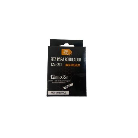 Fita compativel p/ rotulador brother 12 mm preto/branco tze231 - TOP TAG Menor preço em Fita compativel p/ rotulador brother 12 mm preto/branco tze231 - TOP TAG