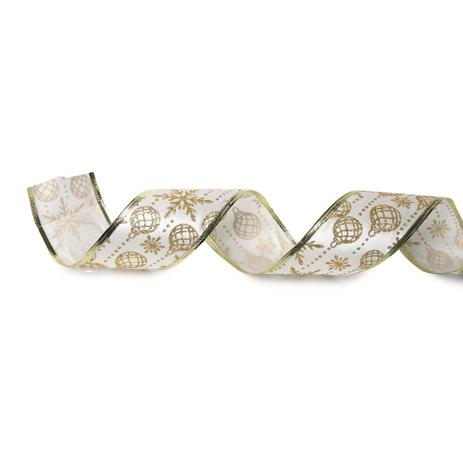 Fita De Natal Cetim Bolas Natalinas 6,3Cm C/ 9,14M Dourado - Cromus Menor preço em Fita De Natal Cetim Bolas Natalinas 6,3Cm C/ 9,14M Dourado - Cromus