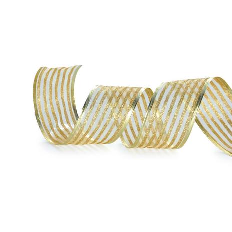 Fita De Natal Listras 6,3Cm C/ 9,14M Dourado - Cromus Menor preço em Fita De Natal Listras 6,3Cm C/ 9,14M Dourado - Cromus