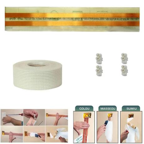 Fita Elétrica Kit Eletrofita 2 Pistas 2 Metros 750v/10amp Menor preço em Fita Elétrica Kit Eletrofita 2 Pistas 2 Metros 750v/10amp