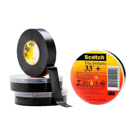 Fita isolante 18 mm x 10 metros - SCOTCH 33+ (Preto) - 3m Menor preço em Fita isolante 18 mm x 10 metros - SCOTCH 33+ (Preto) - 3m