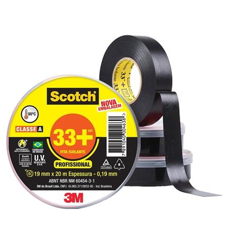Fita Isolante 19mm x 10 M x 0.19mm 33+SCOTCH - 3m Menor preço em Fita Isolante 19mm x 10 M x 0.19mm 33+SCOTCH - 3m