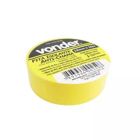 Fita isolante 19mm x 10m amarela 1/4” - 1137191001 Vonder Menor preço em Fita isolante 19mm x 10m amarela 1/4” - 1137191001 Vonder