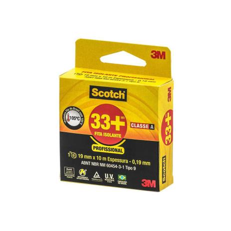 Fita Isolante 33+ 19mm com 10m Preta - Scotch Menor preço em Fita Isolante 33+ 19mm com 10m Preta - Scotch
