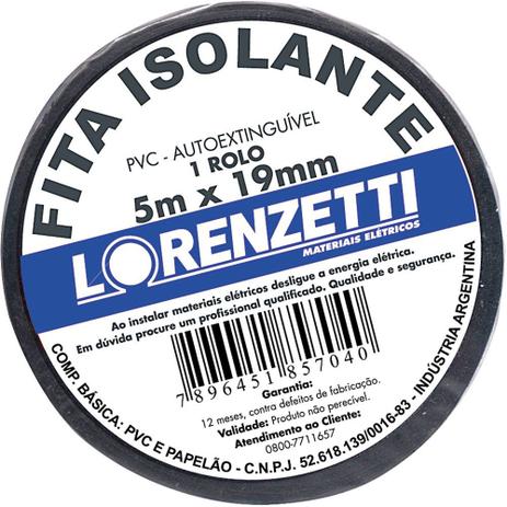 Fita Isolante 5m Lorenzetti Menor preço em Fita Isolante 5m Lorenzetti