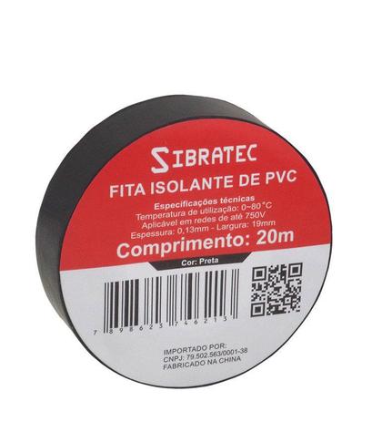 Fita Isolante em Pvc 19mm com 20 Metros Preta - Sibratec Menor preço em Fita Isolante em Pvc 19mm com 20 Metros Preta - Sibratec