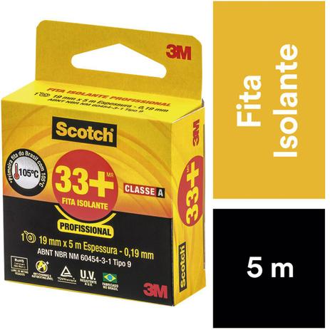 Fita Isolante Preta 5M Scotch 33+ 3M Menor preço em Fita Isolante Preta 5M Scotch 33+ 3M