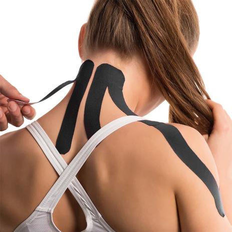 Fita Kinesio Muscle Fix 5x25cm Pré Cortada Preta - Atrio Multilaser - HC137 Menor preço em Fita Kinesio Muscle Fix 5x25cm Pré Cortada Preta - Atrio Multilaser - HC137