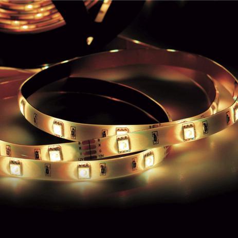 Menor preço em Fita LED 2,5W 30 LEDs/metro 2m 12V com Fonte Bivolt IP20 Taschibra 3000K Luz Amarela