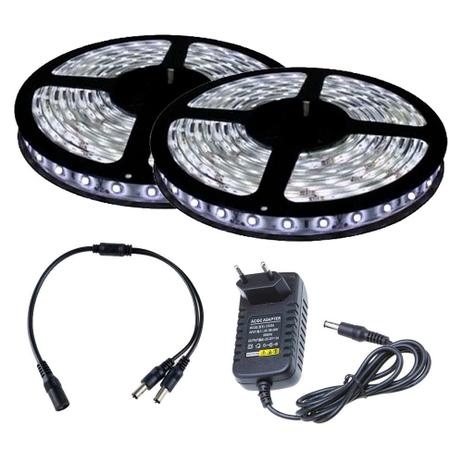 Fita LED 3528 Branco Frio 10m com Fonte 2A - KIT LED Menor preço em Fita LED 3528 Branco Frio 10m com Fonte 2A - KIT LED