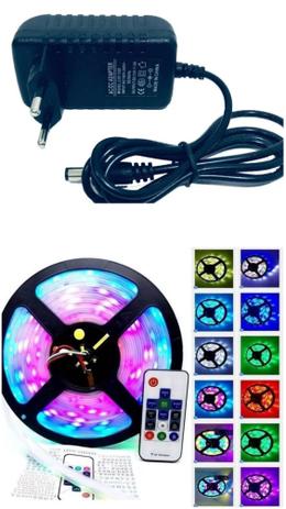 Fita Led Digital 2811 Rgb 358 modes 30led C/controle+fonte - importador Menor preço em Fita Led Digital 2811 Rgb 358 modes 30led C/controle+fonte - importador