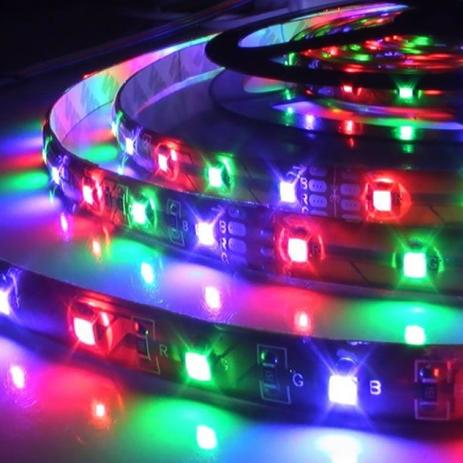 Fita Led RGB 3528 IP65 60 Leds/m Colorida Bi-volt 5M Á Prova de Água cd 1163 com fonte - Eilondo Menor preço em Fita Led RGB 3528 IP65 60 Leds/m Colorida Bi-volt 5M Á Prova de Água cd 1163 com fonte - Eilondo