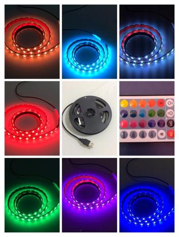 Fita led rgb 5050 1m 60 leds controle USB prova da chuva Pcb preto - Tltled