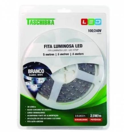Fita Led Taschibra 2,5w 5.m 3000k Luz Amarela Menor preço em Fita Led Taschibra 2,5w 5.m 3000k Luz Amarela