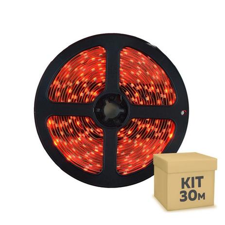 Fita Led Vermelha 3528 30 metros com Fonte/Carregador - À prova dágua - Iluminim led Menor preço em Fita Led Vermelha 3528 30 metros com Fonte/Carregador - À prova dágua - Iluminim led