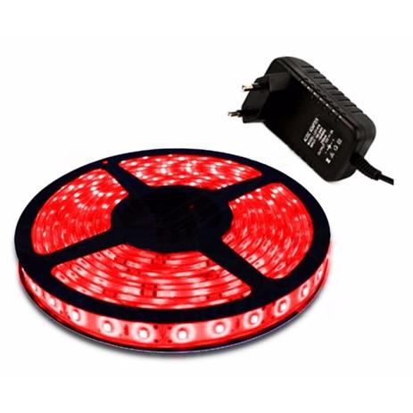 Fita Led Vermelha 5mts Dupla Face 3528 12v 300 Leds com Fonte - Xdgtl Menor preço em Fita Led Vermelha 5mts Dupla Face 3528 12v 300 Leds com Fonte - Xdgtl