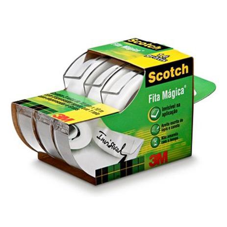 Fita Mágica Scotch 3M com Suporte 12mm x 10m - Leve 3 Pague 2 Menor preço em Fita Mágica Scotch 3M com Suporte 12mm x 10m - Leve 3 Pague 2