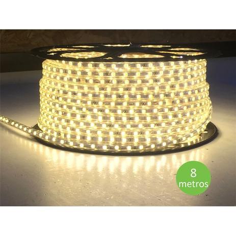 Fita Mangueira Led 5050 Branco Quente 110v 8m + Adaptador - Foyu Menor preço em Fita Mangueira Led 5050 Branco Quente 110v 8m + Adaptador - Foyu