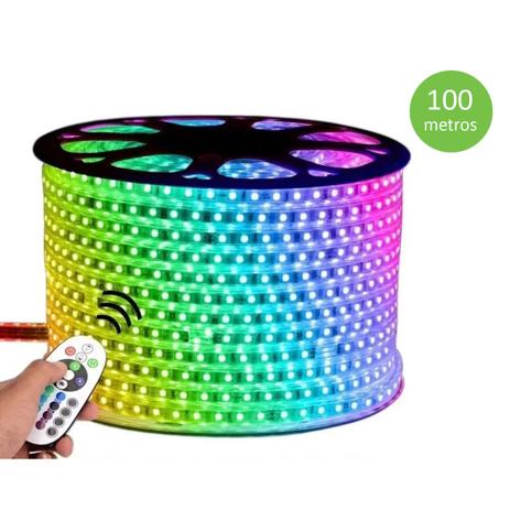 Fita Mangueira Led Rgb 100m 5050 Ip68 Fonte + Controle 110-220v - Foyu Menor preço em Fita Mangueira Led Rgb 100m 5050 Ip68 Fonte + Controle 110-220v - Foyu