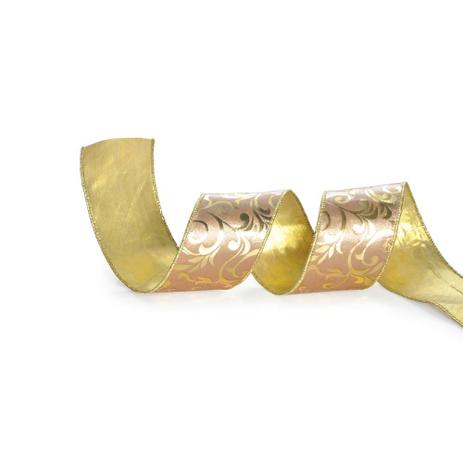 Fita P/ Laço Decoração Natal Folhas 3,8Cm C/ 9,14m Dourado - Cromus Menor preço em Fita P/ Laço Decoração Natal Folhas 3,8Cm C/ 9,14m Dourado - Cromus