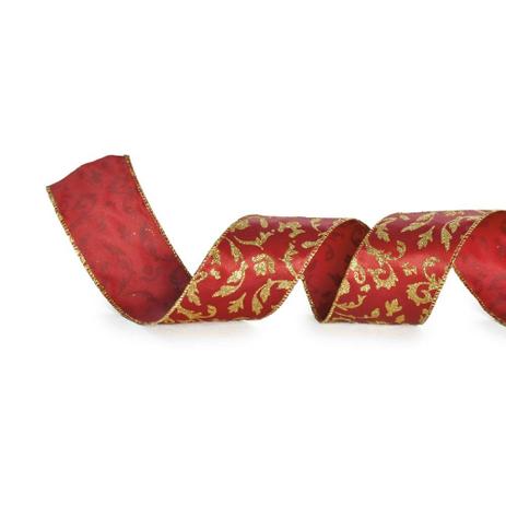 Fita P/ Laço Decoração Natal Folhas 6,3Cm C/ 9,14m Vermelho - Cromus Menor preço em Fita P/ Laço Decoração Natal Folhas 6,3Cm C/ 9,14m Vermelho - Cromus