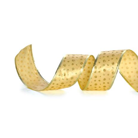 Fita P/ Laço Decoração Natal Poá 6,3Cm C/ 9,14m Dourado - Cromus Menor preço em Fita P/ Laço Decoração Natal Poá 6,3Cm C/ 9,14m Dourado - Cromus